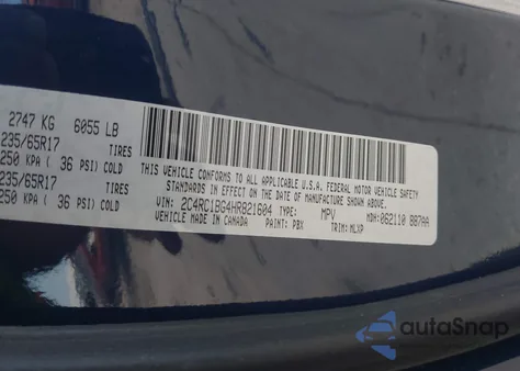 2017 Chrysler Pacifica Touring-L z USA, uszkodzony, nr VIN 2C4RC1BG4HR821604